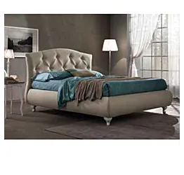 Letto matrimoniale con rete contenitore con tessuto colore Sabbia