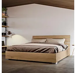 Letto matrimoniale moderno, Noce biondo, L.169 H.90