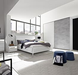 Camere matrimoniale Bianca Opaco e Beton con armadio e comodini