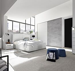 Camere matrimoniale Bianca Opaco e Beton con comodini e armadio H.248