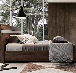 Letto matrimoniale King size, 180x200, noce moro con inserto grigio seta