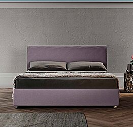 Letto matrimoniale viola, sfoderabile, testata retrofinita