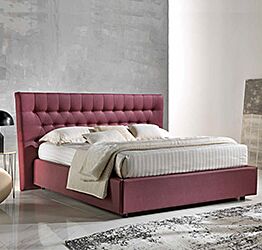 Letto contenitore matrimoniale in ecopelle Ciclamino