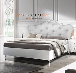 Letti a cuore matrimoniale con testata imbottita, Bianco