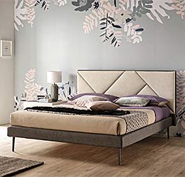 Letto matrimoniale Wolverine in ecopelle Perla e Ardesia