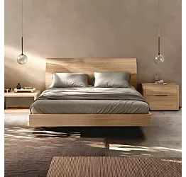 Letto matrimoniale moderno, Noce biondo, 160x190
