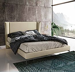 Letto matrimoniale ecopelle Polvere, con piedini Zenzero Shop