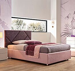 Letto da 1 piazza e mezza Cross Moretti Compact in tessuto Flamingo e Viola mirto