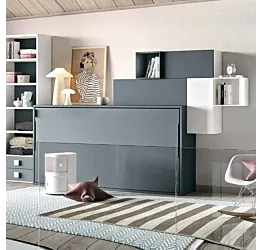 Letto salvaspazio orizzontale in finitura Celeste