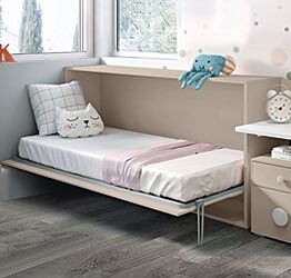 Letto salvaspazio orizzontale in finitura Tortora