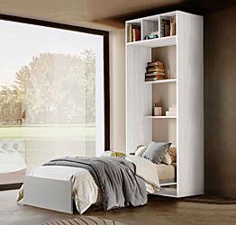 Letti a scomparsa prezzi economici, con libreria, bianco altea