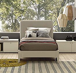 Letto in tessuto singolo per camerette, finitura Zinc e Desert