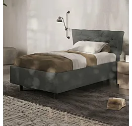 Letto piazza e mezza in tessuto colore Fumo in sconto Zenzero Shop
