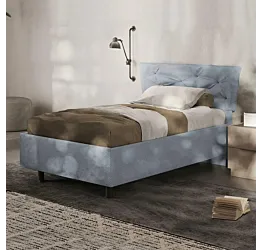 letto singolo azzurro imbottito