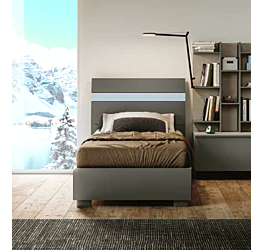 Letto singolo moderno in finitura Grigio cenere e Carta da zucchero