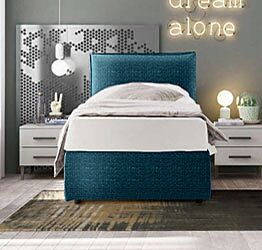 Letto singolo Twin moderno ed imbottito, finitura Opale