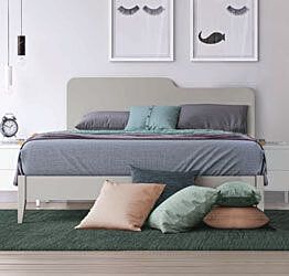 Letto matrimoniale Folder con testata in legno, finitura Grigio Dorian
