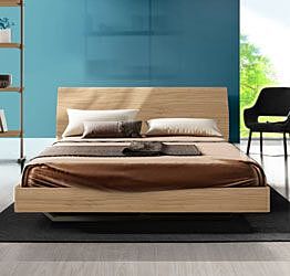 Letto Moorea con testata in legno in finitura Noce biondo