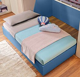Letto piazza e mezza sommier con ruote, finitura Blu navy Zenzero Shop