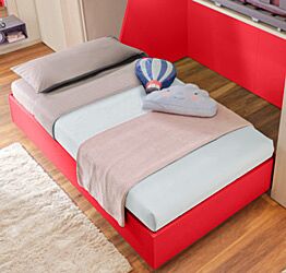 Letto sommier piazza e mezza con ruote, finitura Ciliegia Zenzero Shop