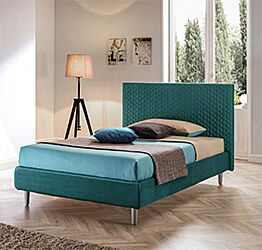 Letto 1 piazza e mezza Zen Moretti Compact in tessuto, finitura Smeraldo