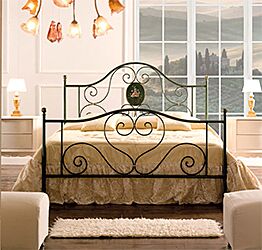 Letto matrimoniale Stellite in ferro, finitura Verde decapè