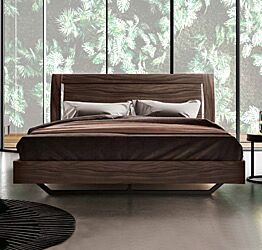 Letto in legno matrimoniale, finitura Noce moro