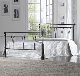 Letto matrimoniale Zalium in ferro, finitura Nero grafite