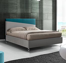 Letto matrimoniale Arturo con contenitore in finitura azzurro e grigio perla