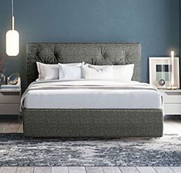 Letto matrimoniale Galaxy, moderno in tessuto, finitura Titanio