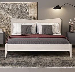 Letto matrimoniale Winner moderno con testata in legno, finitura Noce brina