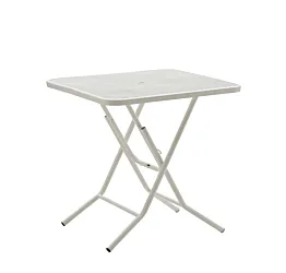 Tavolino in metallo con foro centrale, 72x72x72 h cm, color Bianco