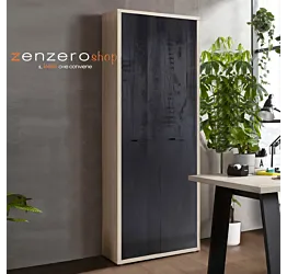 Libreria Leonardo con 5 ripiani in finitura Rovere e Nero chalet