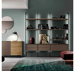 libreria con telaio a muro