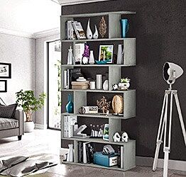 Libreria moderna con 6 ripiani in finitura Cemento