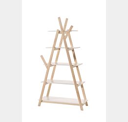 Libreria in stile nordico, finitura Bianco e Pino massello