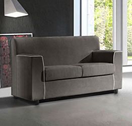 Divano letto Lionel a 2 posti, in tessuto sfoderabile Grigio e bordino Grigio chiaro