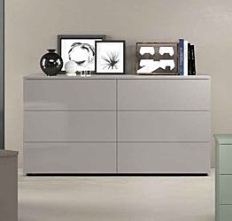 Comò moderno a 6 cassetti in finitura Grigio Seta