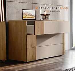 Comò moderno Santorini bicolor in finitura Noce biondo e Visone