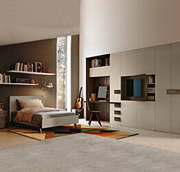 Camera ragazzi completa in Noce moro e spatolato Argilla