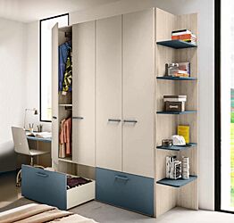 Armadio 4 ante 2 cassetti con libreria terminale Olmo, Orzo e Petrolio
