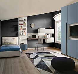 Zona studio camerette, finitura Bianco altea e Bronzo