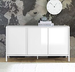 Madia 3 ante, stile moderno, finitura bianco lucido