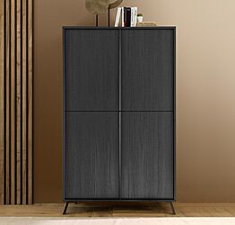 Madia alta per cucina 4 ante in finitura Nero Frassinato