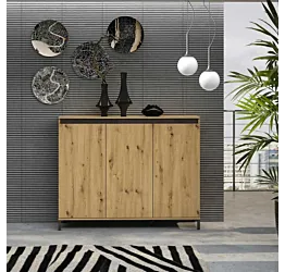 Madia alta in offerta a 3 ante, finitura Rovere Artisan nuova