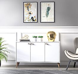 Madia bianca Ankara, 3 ante e piedini a cono