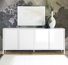 Madia 4 ante, stile moderno, finitura bianco lucido