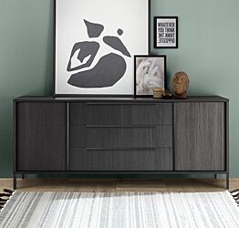 Madia 2 ante 3 cassetti, stile moderno, finitura frassinato nero