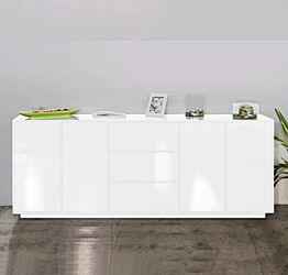 Madia in appoggio bianca laccata lucida con due ante e tre cassetti