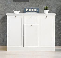 Madia, credenza con 3 ante e 1 cassetto finitura bianca